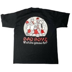 VTG Best Fruit of the Loom T-Shirt Bad Boys Black Short Sleeve Single Stitch